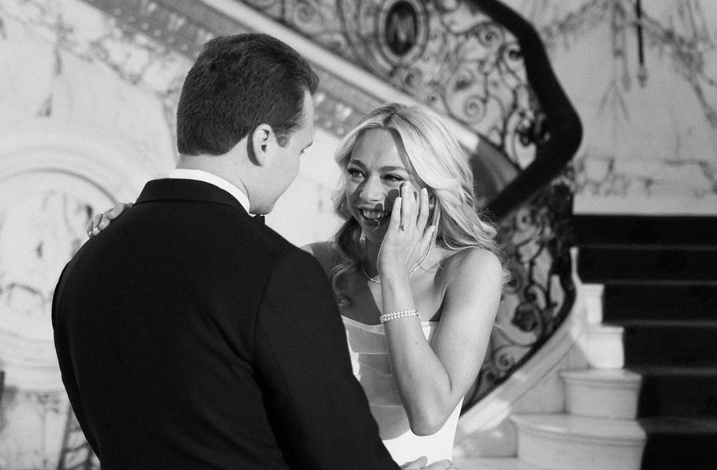 Colette wiping a tear during her first look with Cameron