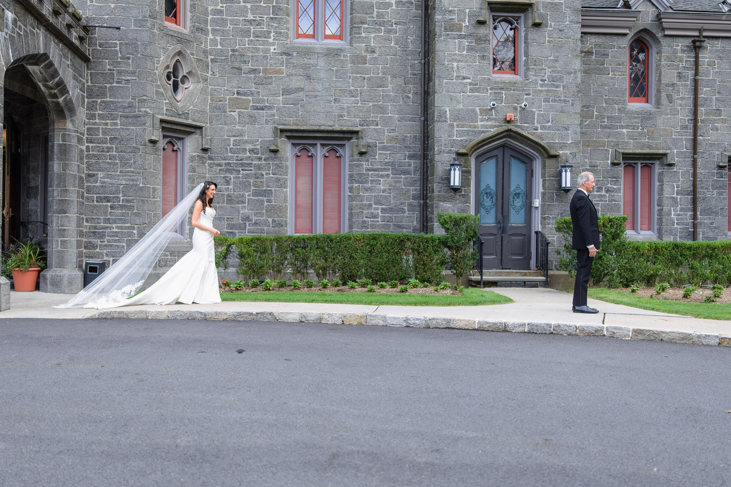 Alexandra approaching her father for a first look outside Whitby Castle