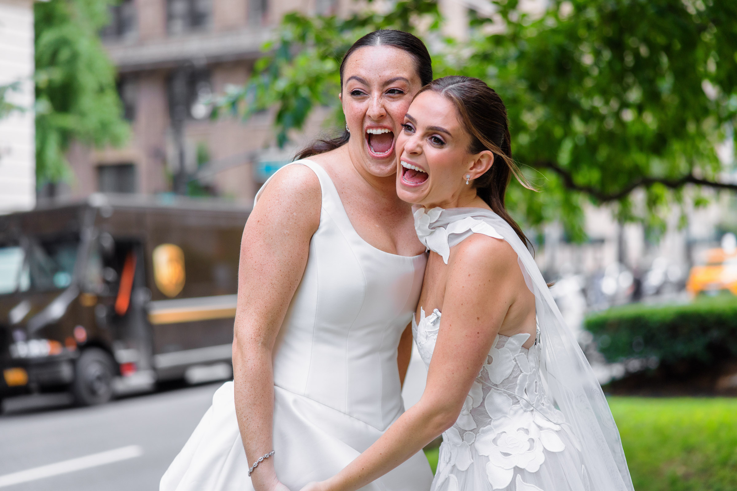 Sydney and Delilah laughing together after their first look in Manhattan